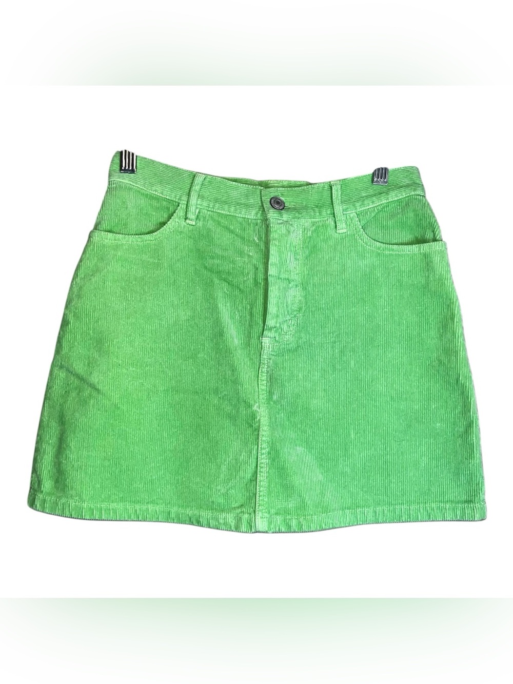 John Galt Brandy Melville Lime Green Corduroy A-Line Mini Skirt Sz XS/S
